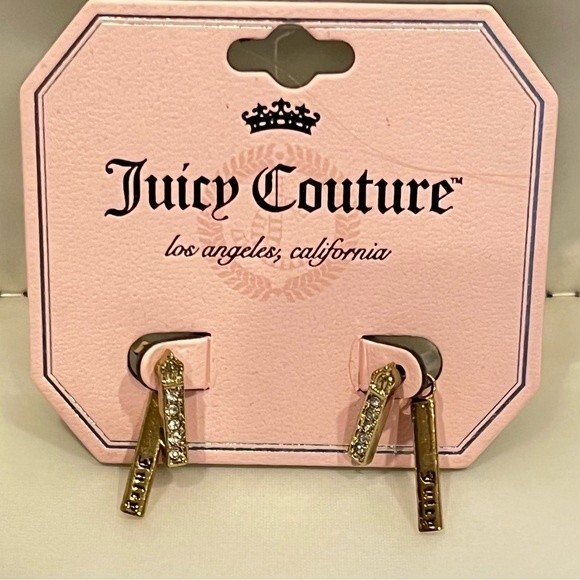 NWT Juicy Couture Dangle Stud Earrings with Crystals - Picture 1 of 3